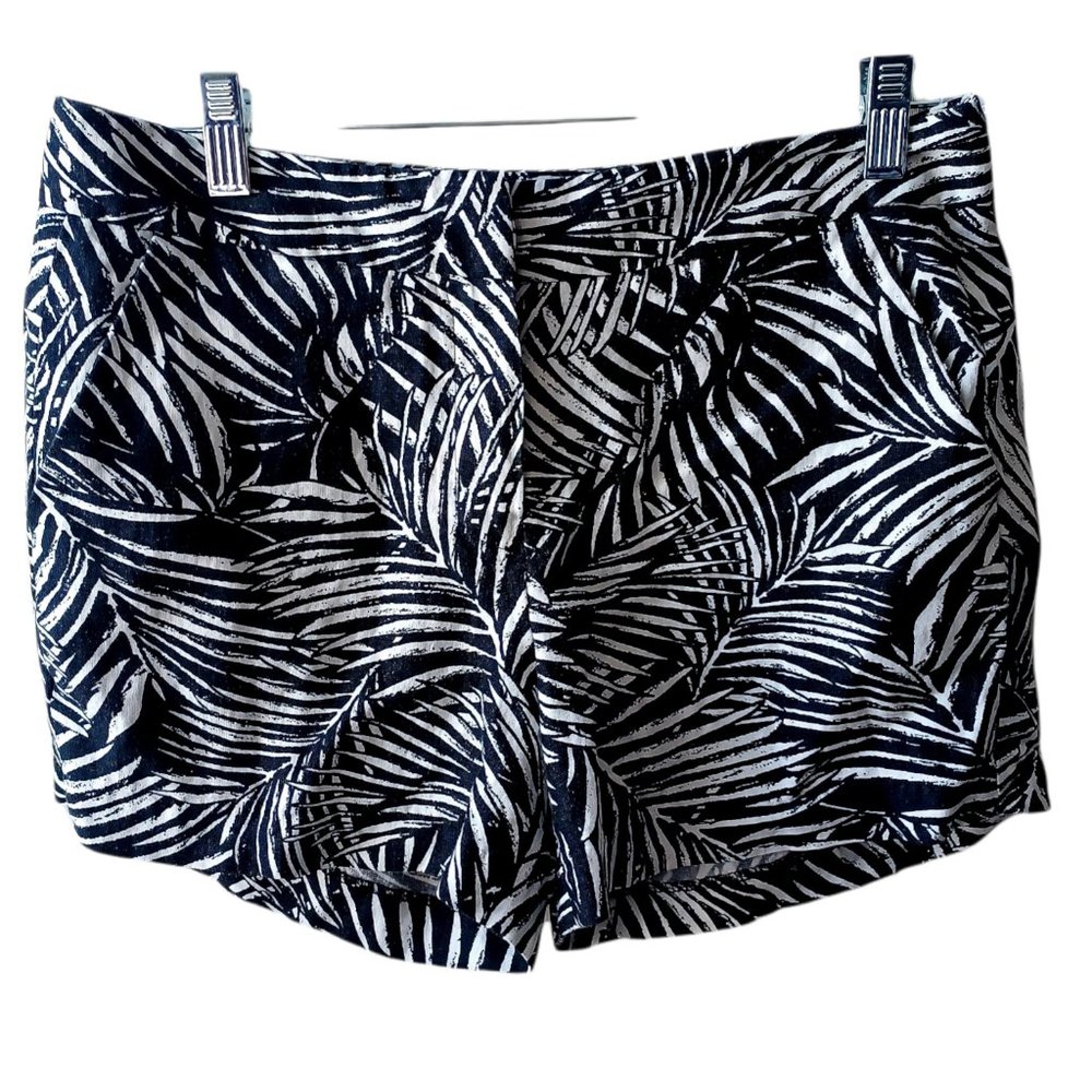 Saint Tropez West Black And White Leaf Print Tropical Linen Shorts